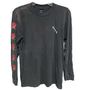 Oversized Obey Womens Olde Rose Long Sleeve Tee Size XS Flower Streetwear FLAWED